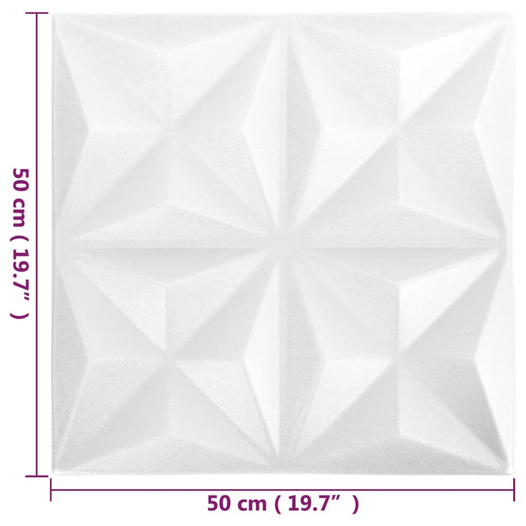 3D-Wandpaneele 24 Stk. 50x50 cm Origami-Weiß 6 m²