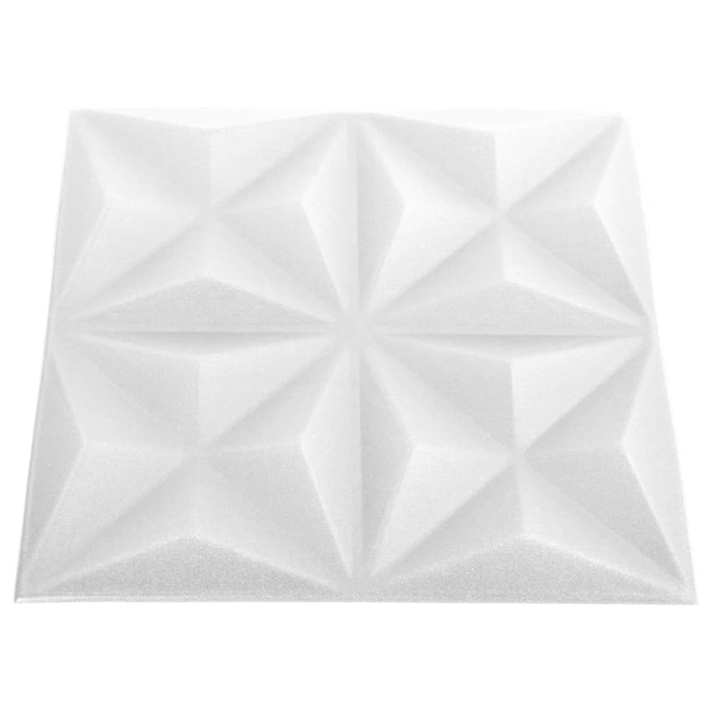 3D-Wandpaneele 12 Stk. 50x50 cm Origami Weiß 3 m²