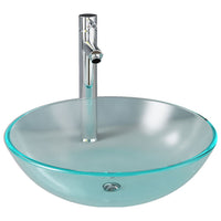 Thumbnail for Badezimmer Waschbecken mit Wasserhahn und Ablaufgarnitur aus mattiertem, gehärtetem Glas