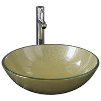 Thumbnail for Badezimmer Waschbecken mit Wasserhahn und Ablaufgarnitur Gold gehärtetes Glas