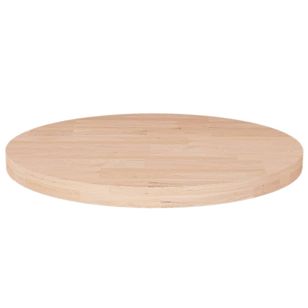 Runde Tischplatte Ø50x2,5 cm Unbehandeltes Massivholz Eiche