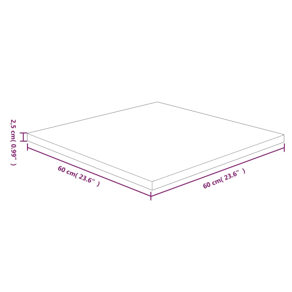 Tischplatte Quadratisch Dunkelbraun 60x60x2,5cm Eiche Behandelt