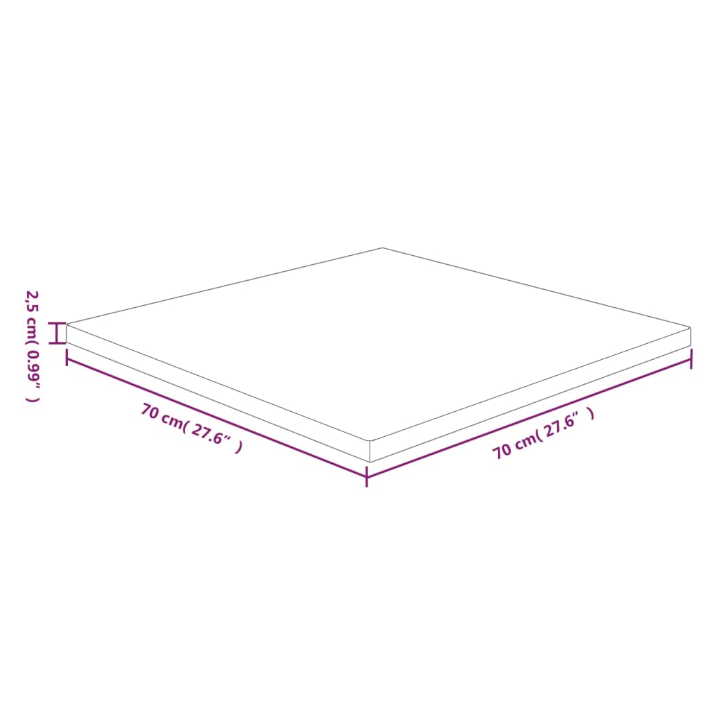 Tischplatte Quadratisch Dunkelbraun 70x70x2,5cm Eiche Behandelt