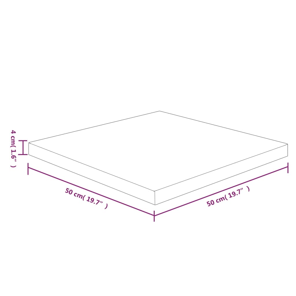 Tischplatte Quadratisch Hellbraun 50x50x4cm Behandelte Eiche