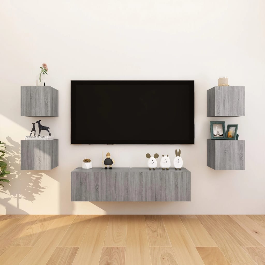 TV-Wandschrank 2 Stk. Grau Sonoma 30,5x30x30 cm