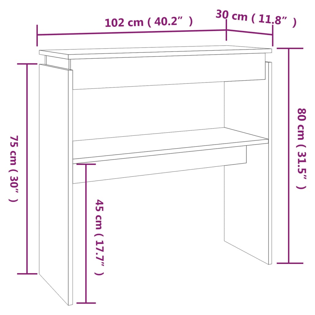 Konsolentisch Grau Sonoma 102x30x80 cm Holzwerkstoff