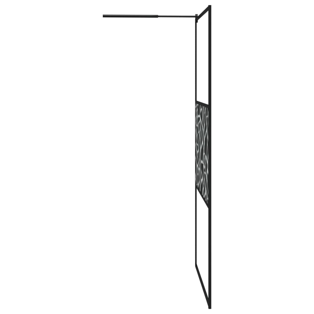 Duschwand für Walk-In Dusche 115x195 cm ESG Steindesign Schwarz