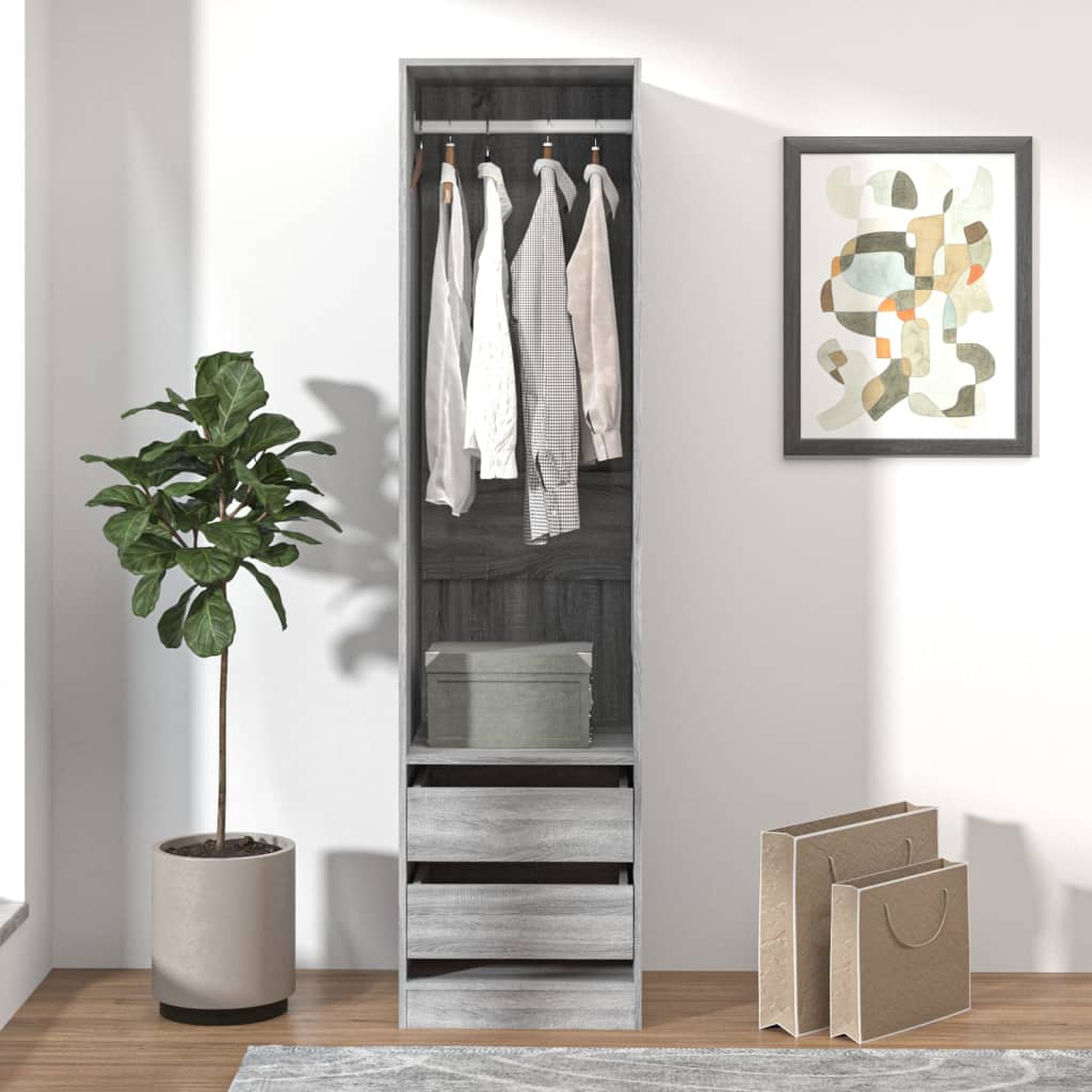 Kleiderschrank mit Schubladen Grau Sonoma 50x50x200 cm