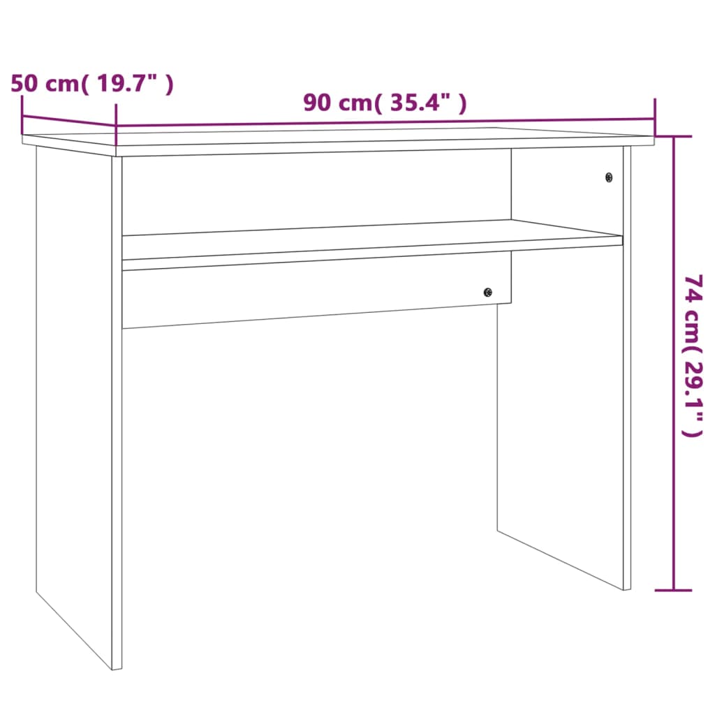 Schreibtisch Braun Eichen-Optik 90x50x74 cm Holzwerkstoff