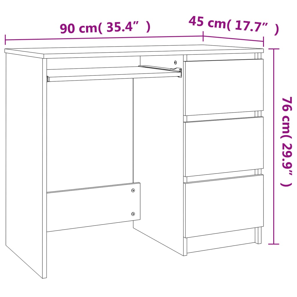Schreibtisch Räuchereiche 90x45x76 cm Holzwerkstoff