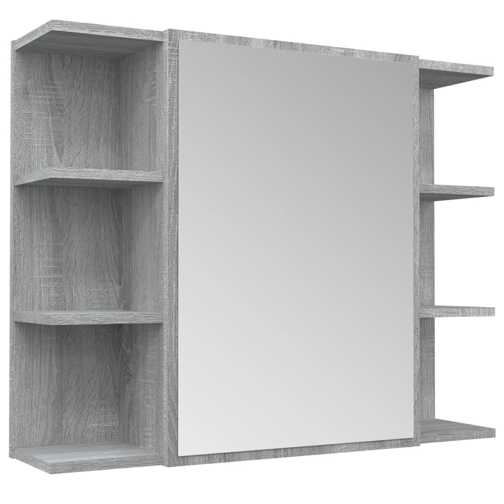 Bad-Spiegelschrank Grau Sonoma 80x20,5x64 cm Holzwerkstoff