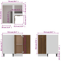 Thumbnail for Küchenschrank Braun Eichen-Optik 75,5x75,5x80,5cm Holzwerkstoff