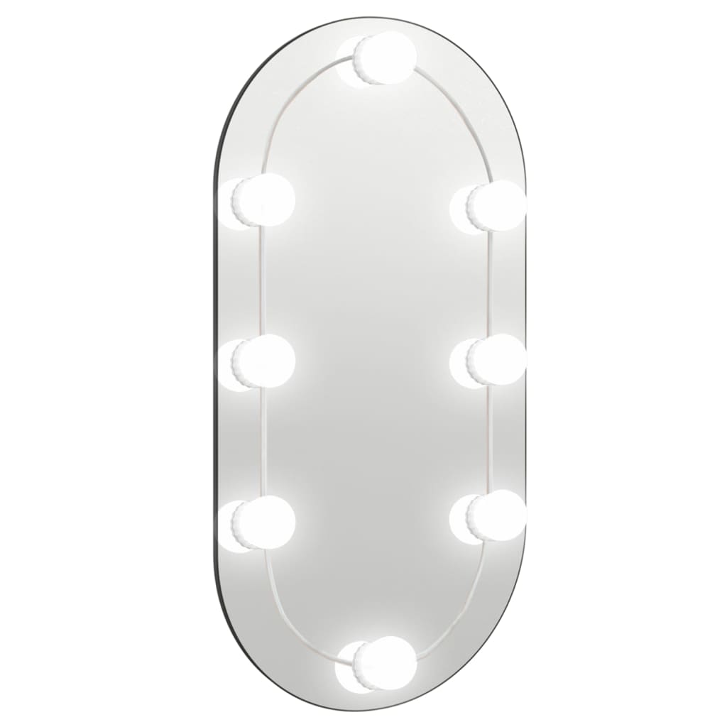 Spiegel mit LED-Leuchten 60x30 cm Glas Oval