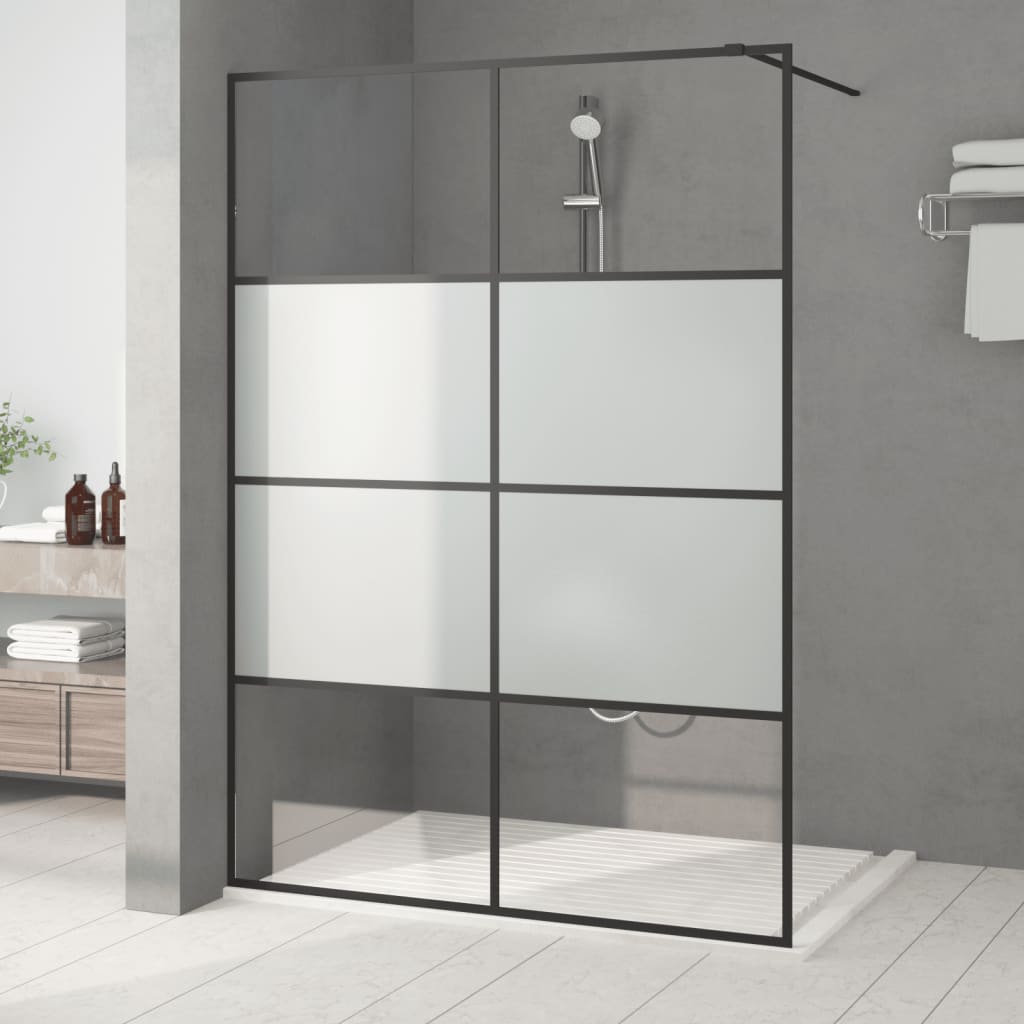 Duschwand für Begehbare Dusche Schwarz 140x195 cm Halbmatt ESG