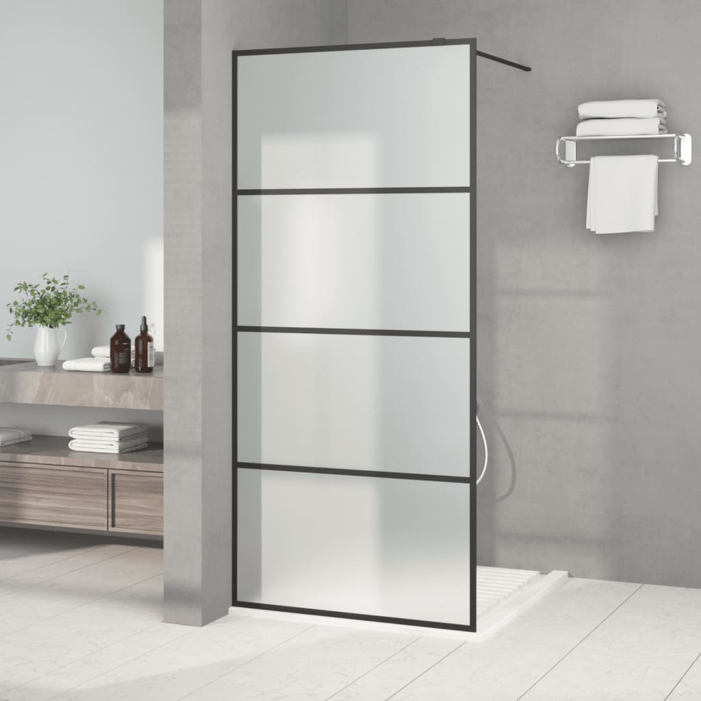 Duschwand für Begehbare Dusche Schwarz 90x195cm Matt ESG-Glas