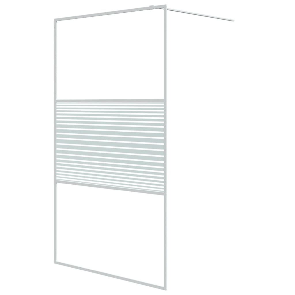 Duschwand für Begehbare Dusche Weiß 115x195 cm ESG-Klarglas