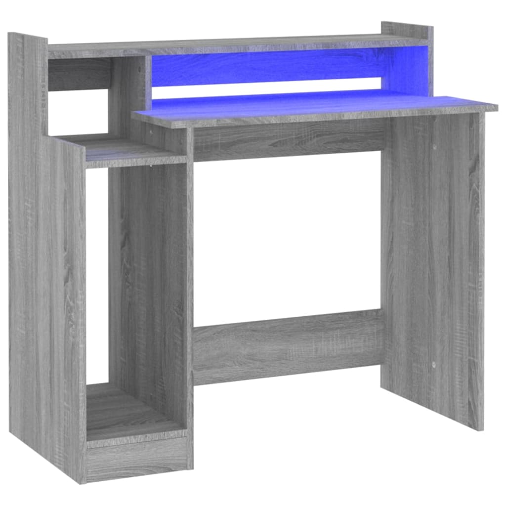 Schreibtisch mit LEDs Grau Sonoma 97x45x90 cm Holzwerkstoff