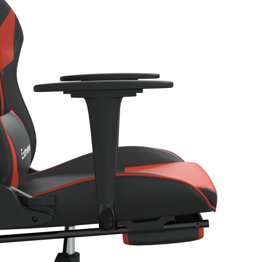 Gaming-Stuhl mit Massage & Fußstütze Schwarz & Rot Kunstleder