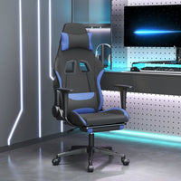 Thumbnail for Gaming-Stuhl mit Massage & Fußstütze Schwarz und Blau Stoff