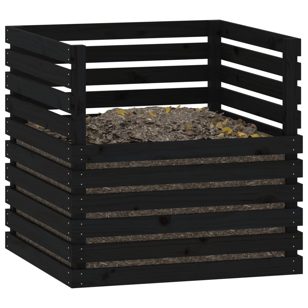 Komposter Schwarz 80x80x78 cm Massivholz Kiefer