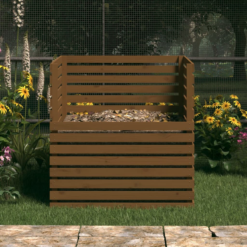 Komposter Honigbraun 100x100x102 cm Massivholz Kiefer