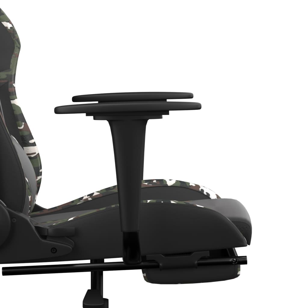 Gaming-Stuhl mit Fußstütze Schwarz und Tarnfarben Kunstleder
