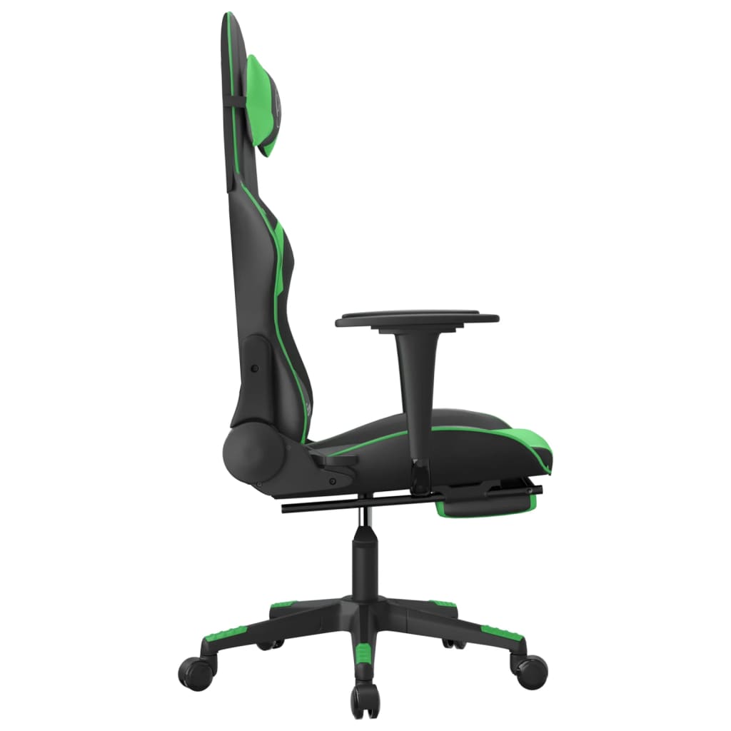 Gaming-Stuhl mit Fußstütze Schwarz und Grün Kunstleder