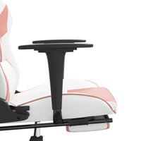 Thumbnail for Gaming-Stuhl mit Fußstütze Weiß und Rosa Kunstleder