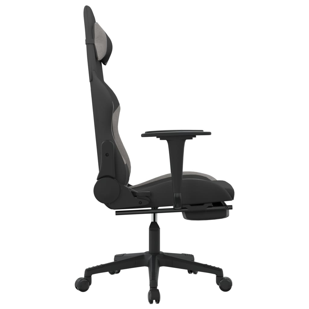 Gaming-Stuhl mit Fußstütze Schwarz und Hellgrau Stoff