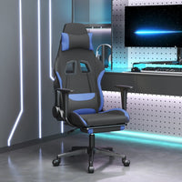 Thumbnail for Gaming-Stuhl mit Fußstütze Schwarz und Blau Stoff