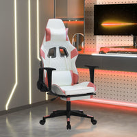 Thumbnail for Gaming-Stuhl mit Fußstütze Weiß und Rosa Kunstleder