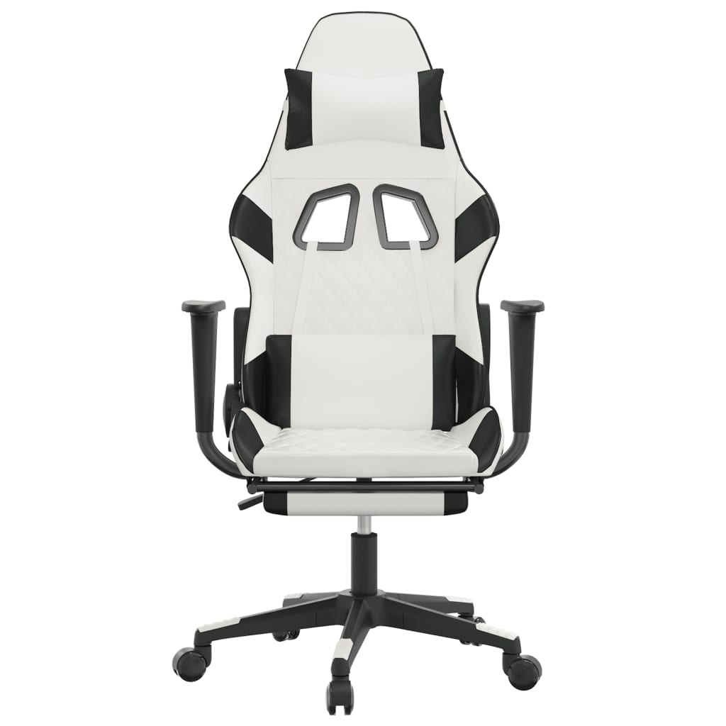 Gaming-Stuhl mit Fußstütze Weiß und Schwarz Kunstleder