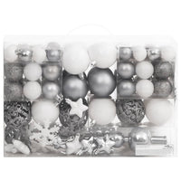 Thumbnail for 111-tlg. Weihnachtskugel-Set Weiß und Grau Polystyrol