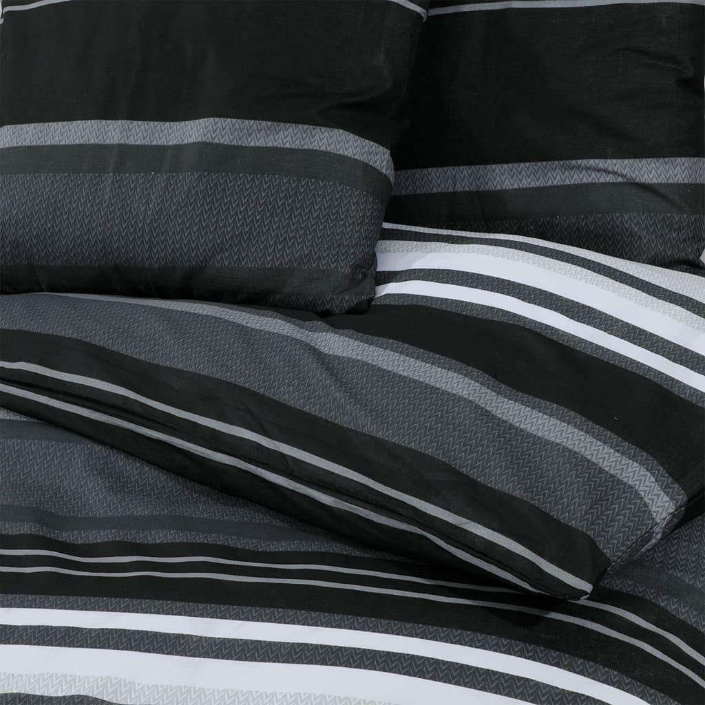 Bettwäsche-Set Schwarz und Weiß 200x200 cm Baumwolle
