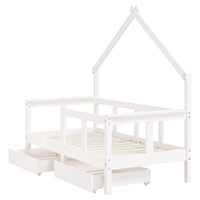 Thumbnail for Kinderbett mit Schubladen Weiß 70x140 cm Massivholz Kiefer