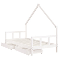 Thumbnail for Kinderbett mit Schubladen Weiß 90x200 cm Massivholz Kiefer
