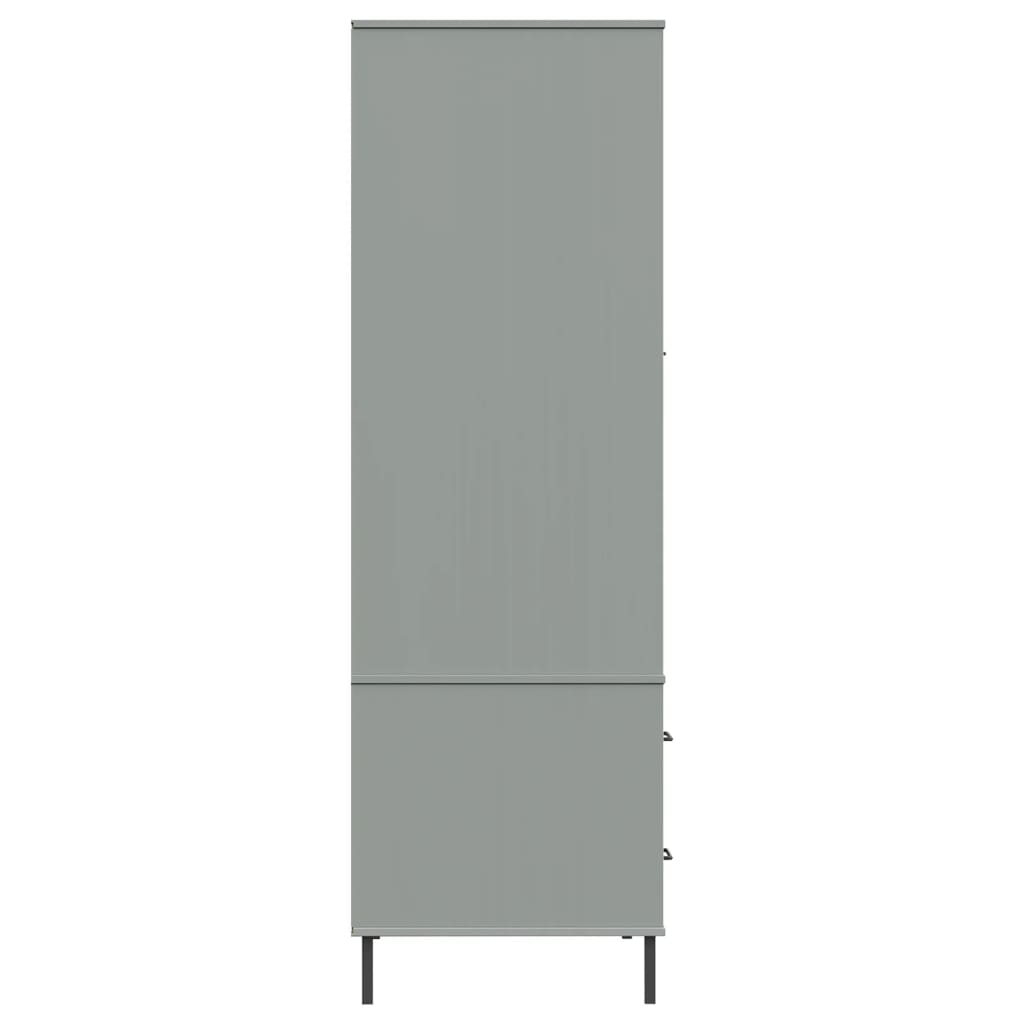 Kleiderschrank OSLO Metallbeine Grau 90x55x172,5cm Massivholz