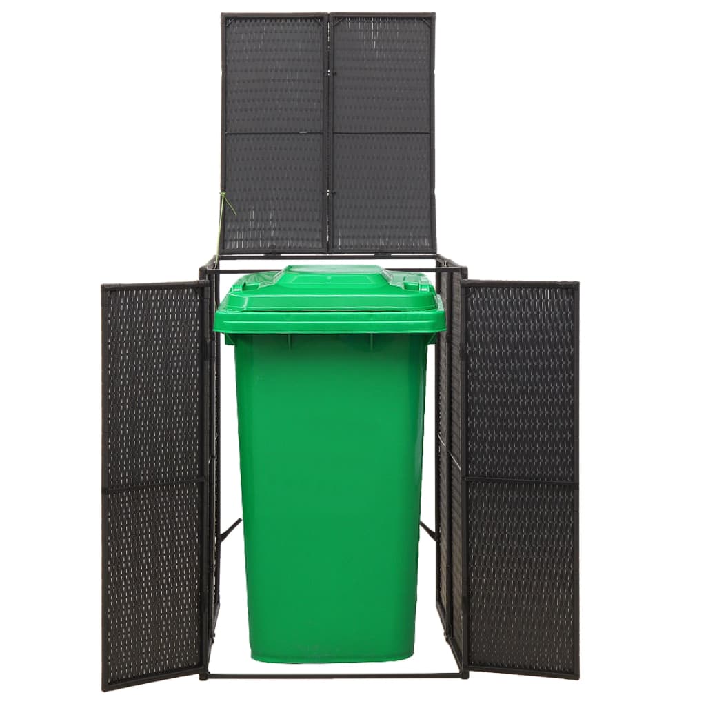 Mülltonnenbox für 1 Tonne Schwarz 70x80x117 cm Poly Rattan