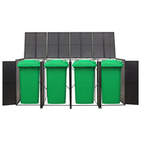 Thumbnail for Mülltonnenbox für 4 Tonnen Schwarz 274x80x117 cm Poly Rattan
