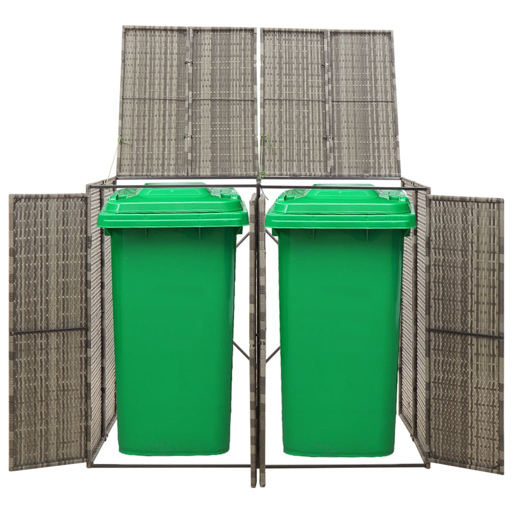 Mülltonnenbox für 2 Tonnen Grau 140x80x117 cm Poly Rattan