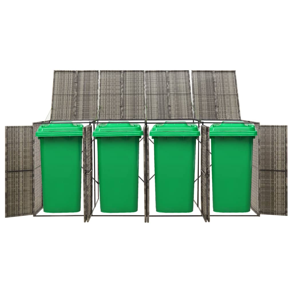 Mülltonnenbox für 4 Tonnen Grau 274x80x117 cm Poly Rattan