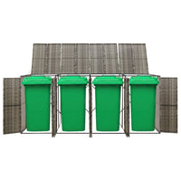 Thumbnail for Mülltonnenbox für 4 Tonnen Grau 274x80x117 cm Poly Rattan