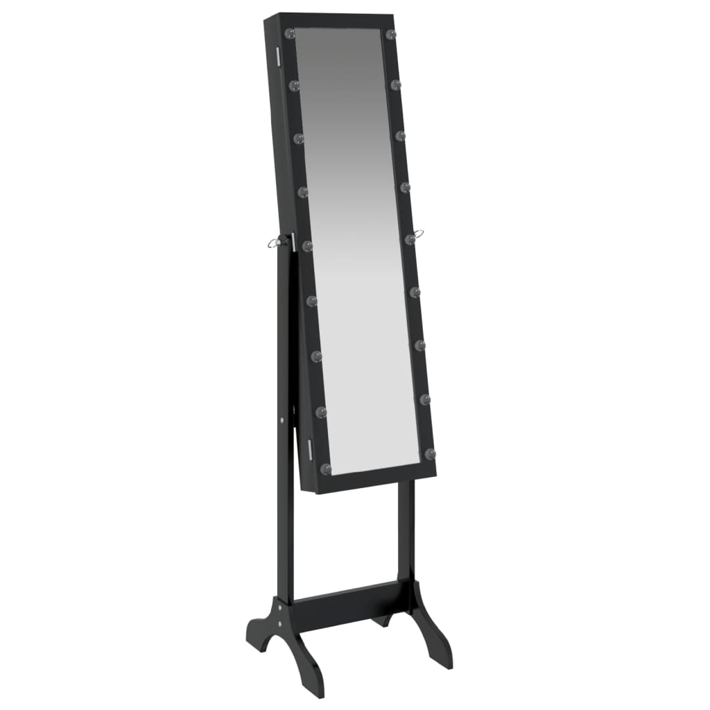 Standspiegel mit LED Schwarz 34x37x146 cm