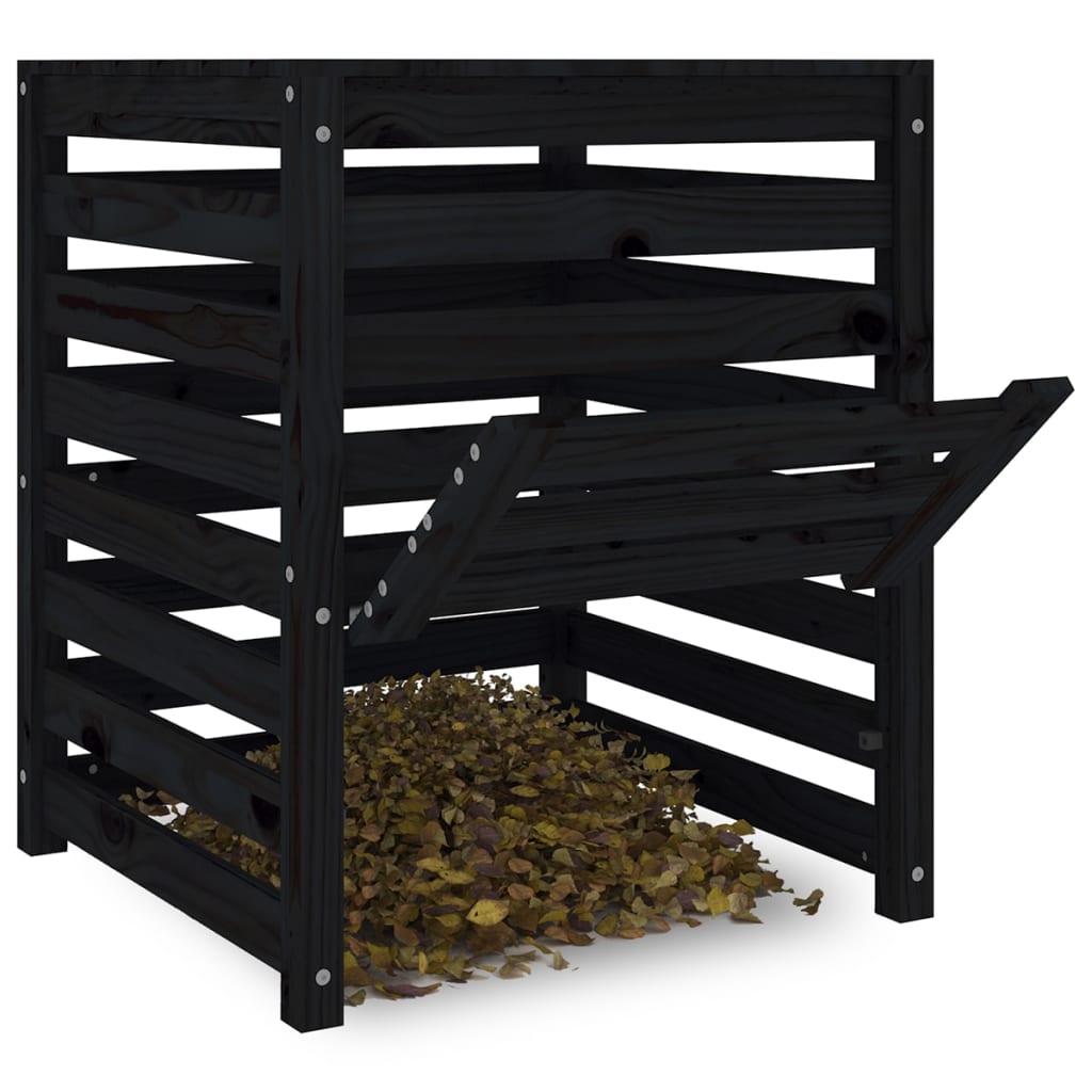 Komposter Schwarz 63,5x63,5x77,5 cm Massivholz Kiefer