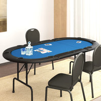 Thumbnail for Pokertisch Klappbar 10 Spieler Blau 206x106x75 cm