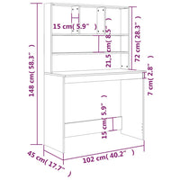 Thumbnail for Schreibtisch mit Regal Räuchereiche 102x45x148 cm Holzwerkstoff