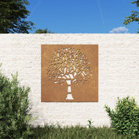 Thumbnail for Garten-Wanddeko 55x55 cm Cortenstahl Baum-Design