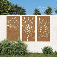 Thumbnail for 3-tlg. Garten-Wanddeko 105x55 cm Cortenstahl Baum-Design