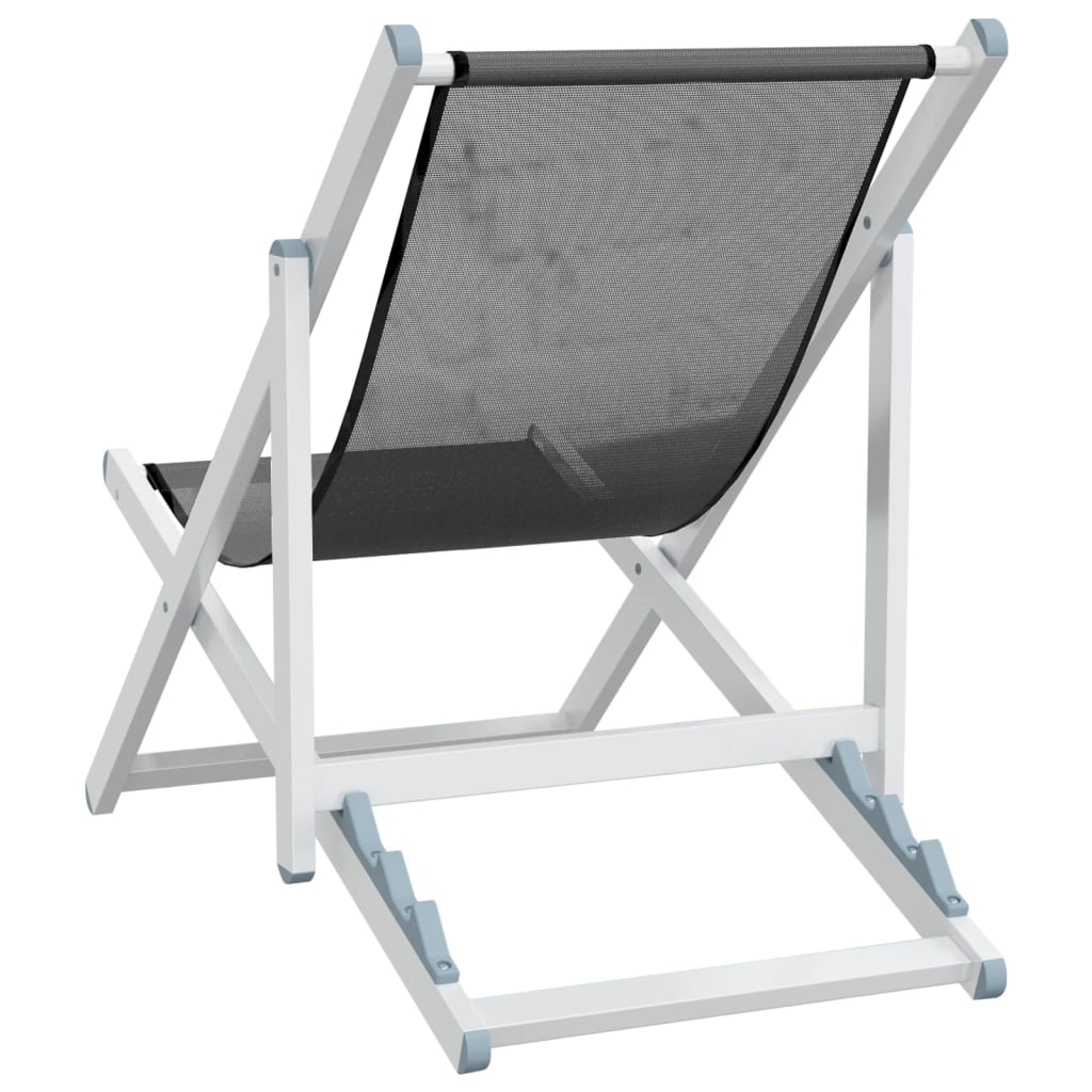 Strandstühle 2 Stk. Klappbar Grau Aluminium und Textilene