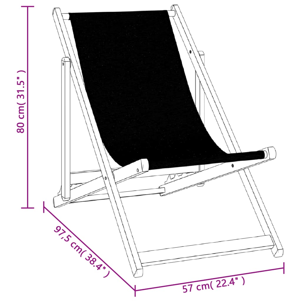 Strandstühle 2 Stk. Klappbar Schwarz Aluminium und Textilene